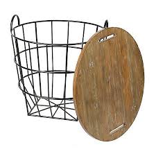 Industrial Wire And Wood Basket Side Table Kirklands Wire Basket Decor Side Table Wood Basket