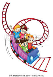Roller coaster drawing for kids. Brave Kids Riding In A Roller Coaster Ride Illustration Of Brave Kids Riding In A Roller Coaster Ride On A White Background Canstock