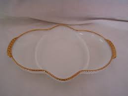 Anchor hocking fire king philbe sapphire blue ovenware round roaster! Anchor Hocking Fire King Oven Ware White Gold Divided Plate Dish Ovenware