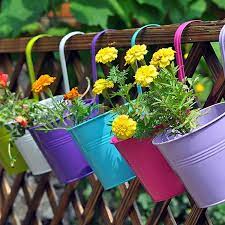 Vector illustration on dark background. Metal Iron Flower Pot Hanging Balcony Garden Plant Planter Home Decor Hanging Flower Pots Flower Pots Hanging Plants