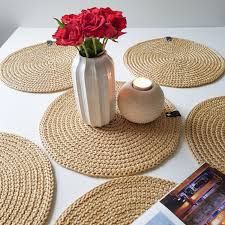 Gold Table Placemats Crochet Placemats Round Placemats Dining Placemats Rope Table Mats Sc Em 2020 Decoracao De Croche Armazenamento De Croche Decoracao Com Vime