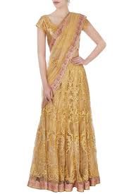 Buy Gold Zardozi Saree With Blouse Petticoat By Bhairavi Jaikishan At Aza Fashions bhairavi jaikishan