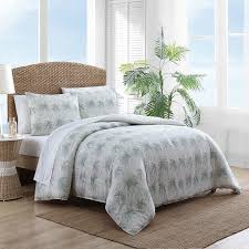 1 fitted sheet, 1 flat sheet, and 2 pillowcases machine washable Tommy Bahama 3 Piece Comforter Set Distressed Palm Green Costco