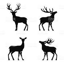 Vector Illustration Of Collection Of Deers Silhouette Deer Silhouette Deer Illustration Reindeer Silhouette