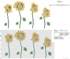 Four Sunflowers Flowers Elegant Cross Stitch Pattern Free