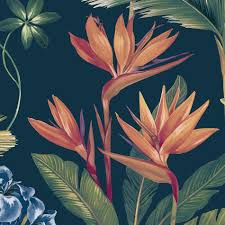 Check out this fantastic collection of tropical laptop wallpapers, with 48 tropical laptop a collection of the top 48 tropical laptop wallpapers and backgrounds available for download for free. Oliana Floral Navy Tropical Wallpaper Belgravia 8487 Wonderwall By Nobletts