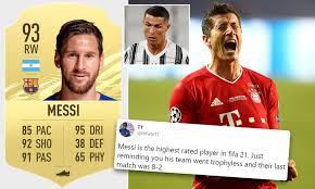 Криштиану роналду («ювентус»), роберт левандовский, джошуа киммих, альфонсо дэвис, мануэль нойер (все — «бавария»), килиан мбаппе («псж»), бруну. Fans Slam Fifa 21 Ratings As Lionel Messi Comes Ahead Of Cristiano Ronaldo And Robert Lewandowski Daily Mail Online