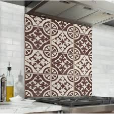 Fond De Hotte Carreaux Ciment Brun Beige Verre Alu Compatible Gaz