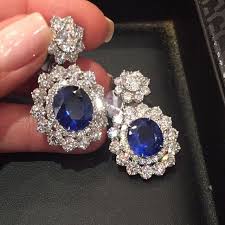 Sapphire Diamond Earrings Bjc Mariagaspari Sparkle