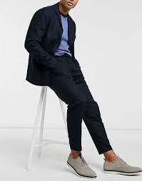 Bis zu 50% auf die sommer kollektion. Selected Homme Pantalon De Costume Slim En Lin Melange Fusele Bleu Marine Asos