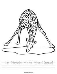 Giraffe Drinking Water Worksheet Giraffe Drawing Giraffe Drinking Water Drawing Prints