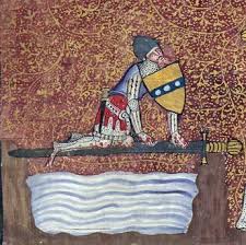 Sir Lancelot Crossing The Sword Bridge Lancelot Du Lac Hainaut 1344 Medieval Medieval Art Historical Art