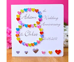 8th Wedding Anniversary Card Handmade Personalised 8 Year Anniversary Card Colourful Hearts Our Anniversary Husband Or Wife Wedding Anniversary Cards Anniversary Cards Handmade Anniversary Cards For Husband