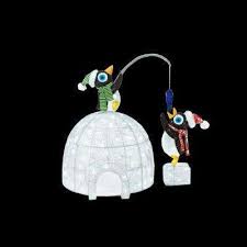 Shop the top 25 most popular 1 at the best prices! 48 In Led Lighted Tinsel And Acrylic Igloo With Fishing Penguins Christmas Lights Inside Outdoor Holiday Decor Outdoor Christmas Lights