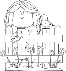 Daffodils narcissus dense outline sketch drawing floral seamless. Black And White Spring Girl With A Bird Clip Art Black And White Spring Girl With A Bird Image Spring Girl Colorful Butterflies Clip Art