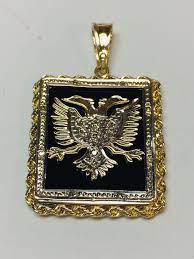 Albanian Eagle National Symbol Of Pride Pendant 0 10 Carat In Diamonds In 14k Gold On Black Onyx 1 5 High By Albanian Eagle Pride Pendant Gold Chain Necklace