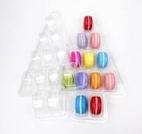 Custom 12 Macaron Cookie Blister Tray Insert Packaging Christmas Tree Shape  clear Plastic Box