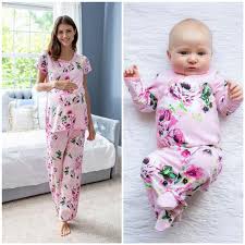 Mommy And Me Maternity Nursing Pajama Set Matching Baby Girl Etsy