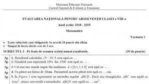 Barem matematica evaluare nationala 2019. Bareme Si Subiecte MatematicÄƒ La Evaluare NaÅ£ionalÄƒ 2019 CalculeazÄƒ Å£i Nota Www Infoziare Ro