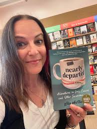 NEARLY DEPARTED, my debut memoir, is out today and I am now, at 50, a  published author. Here's me signing books at @barnesandnoble Upper West  Side. I just went to my publisher's