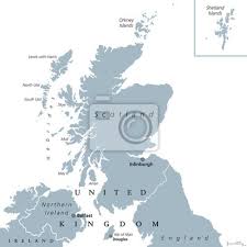 Full original wash colour.cartouche.engraved by anton. Schottland Politische Karte Mit Hauptstadt Edinburgh Land Und Leinwandbilder Bilder Nordirland Hebrides Belfast Myloview De