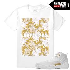 Match Ovo 12 Jordan Retro Dxpe Gods Gold Floral White T Shirt