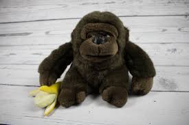 1989 Embrace Brown Gorilla Stuffed Animal With Banana 11 Gorilla Animals Teddy Bear