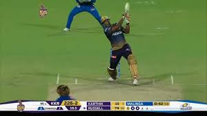 In a match where more than 400 runs were scored by the two teams, it out! M47 Kkr Vs Mi Andre Russell Six