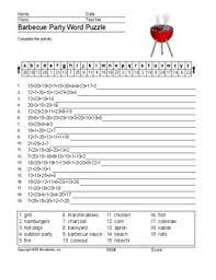 Barbecue Party Word Search Worksheet And Vocabulary Puzzles By Lesson Machine