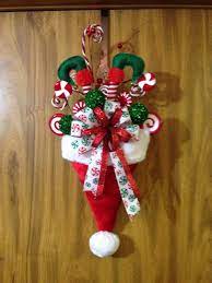 Christmas Santa Hat Door Hanger Christmas Ornaments Christmas Crafts Christmas Wreaths Diy