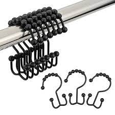 Amazer Shower Curtain Hooks Rings Double Shower Curtain Rings Stainless Steel Rustproof Metal Double Gli Double Shower Curtain Shower Rods Shower Curtain Hooks