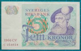 Torg och marknaden brukar man betala med. 1966 Sweden Sveriges Riksbank 5 Kronor C258654