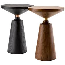 Contemporary Nicole Side Table In Walnut With Machined Metal Collar In 2020 Side Table Contemporary Side Tables Vintage Side Table