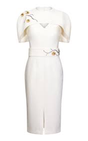 Safiyaa Rosa Cape Effect Embroidered Crepe Midi Dress Dresses Fashion Midi Dress