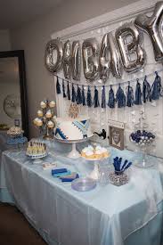 Boy Blue Silver Baby Shower Dessert Table Boho Tribal Baby Shower Cake Table Baby Shower Cakes For Boys Baby Boy Shower Baby Shower Desserts