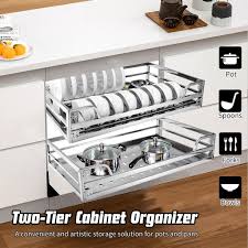Pull out spice racks organizers and fillers pull out spice racks for base or upper cabinets and fillers can be installed in narrow cabinets or openings near the range or above for easy storage and access the spices and other items. 3 Sizes Large Capacity Pull Out Basket Stainless Steel Dish Drawer Kitchen Cabinet Tools Buy From 174 On Joom E Commerce Platform
