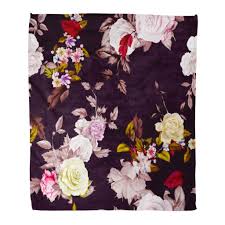 Target / home / floral print throw blankets (1905). Flannel Throw Blanket Blue Floral Pattern Roses Peony Wild Flowers On Dark 50x60inch 125x150cm Buy At A Low Prices On Joom E Commerce Platform