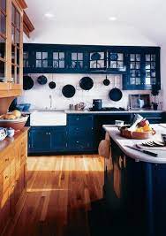 Polished Cobalt Cabinets With White Painted Glass Front Doors In Blue Kitchen Cabinets Cobalt Blue Kitchens Dark Blue Kitchen Cabinets
