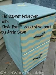 The texture in the chalkboard paint holds the residual chalk dust in place. Fun Chevron File Cabinet With Annie Sloan Chalk Paint