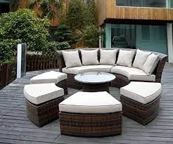 See more ideas about curved patio, patio, backyard. Amazon Com Genuine Ohana Outdoor Patio Wicker Furniture 7pc All Weather Round Couch Set With Free Patio Cover Kitchen Dining