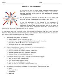 Free Fourth Of July Fireworks Reading Passage As You Celebrate The Fourth Fourth Of July Free Reading Comprehension Worksheets Reading Comprehension Passages