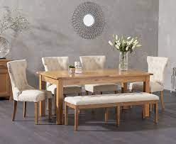 Somerset 180cm Oak Extending Dining Table With Camille Fabric Chairs And Camille Cream Oak Dining Furniture Dining Table With Bench Oak Extending Dining Table