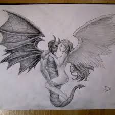 Having fallen devil angel tattooed displays the ultimate form of rebellion and revolt of a person or a community. Devil And Angel Tattoo Design By Pieceofrope On Deviantart