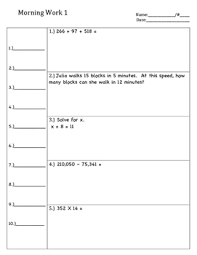 6th grade math tests and quizzes for children to pratice sixth grade math topics on : 6th Grade Math Spiral Review For Classwork And Or Homework S 1 5