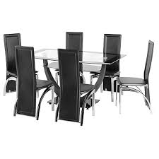 All too often, people purchase rectangular dining room tables for rectangular rooms and find out that there is not enough space for people to comfortably find a place to sit. Henley Rectangular Glass Table 6 Faux Lthr Chairs Dining Set Look Again