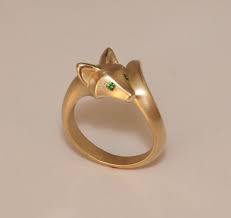 Baby Fox Ring Bronze Satin Finish Pick Your Eye Color Etsy Fox Ring Diamond Eyes Wolf Ring