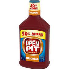 Along the eastern coastline, whole hogs were often smoked in open pits (as they still are today) and this sauce helped maintain moisture during the long cooking hours. Open Pit Blue Label Original Barbecue Sauce Value Size 42 Oz Walmart Com Walmart Com