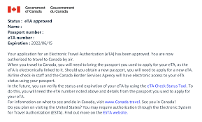 Canada Eta Sample Visa Online Visa Canada Canada Travel