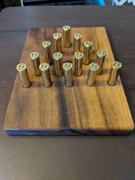 Rustic Peg Board Game Walnut Decor Table Game Cracker Etsy In 2020 Bullet Crafts Peg Board Bullet Shell