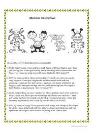 Monsters Parts Of The Body Have Got Descriptive Writing Activities Halloween Reading Comprehension English Lessons